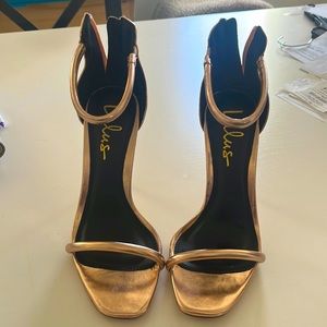 Rose gold shine sandals great for a party on going out . I wore them once